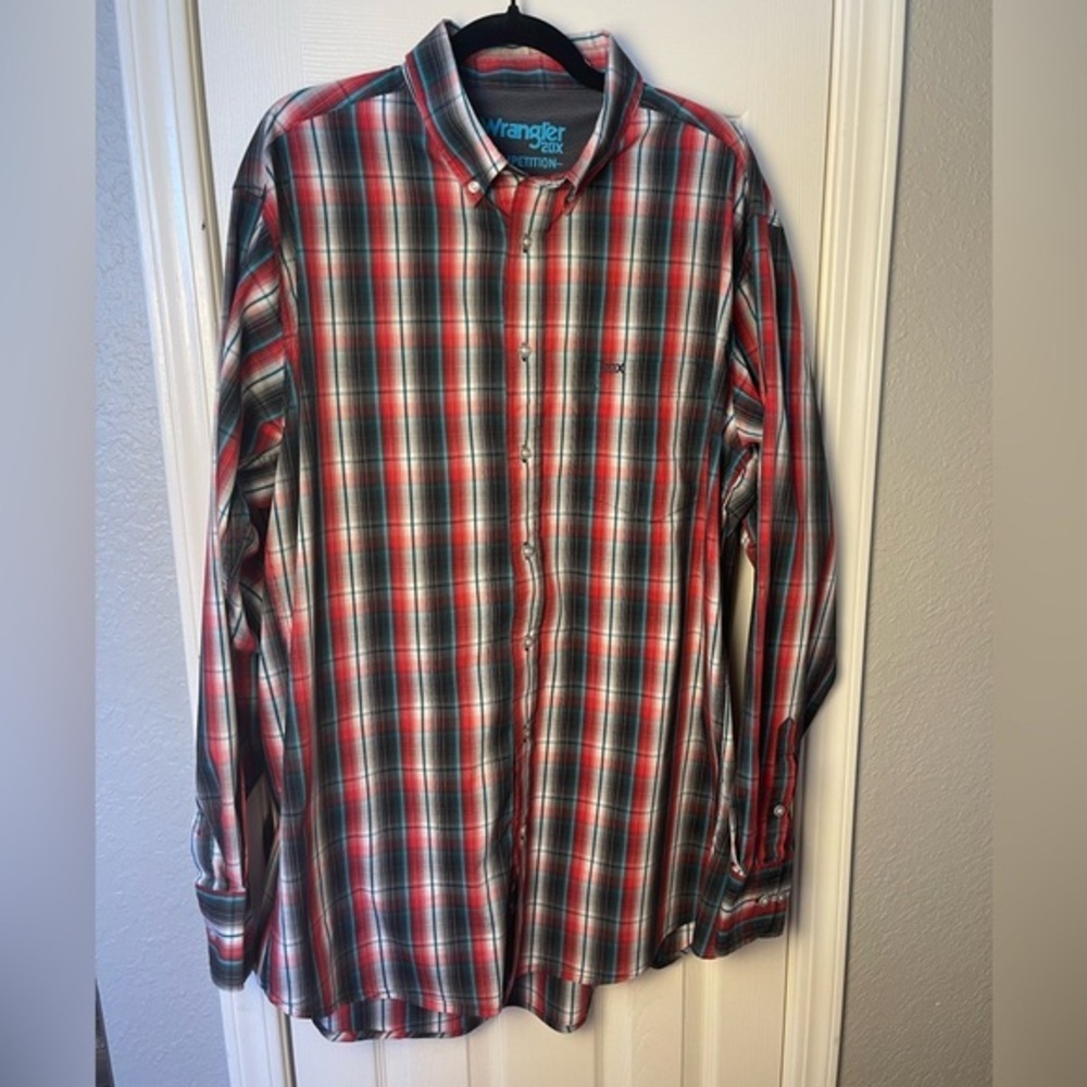 Wrangler 20X Long Sleeve Button Down Plaid Shirt Size 2X